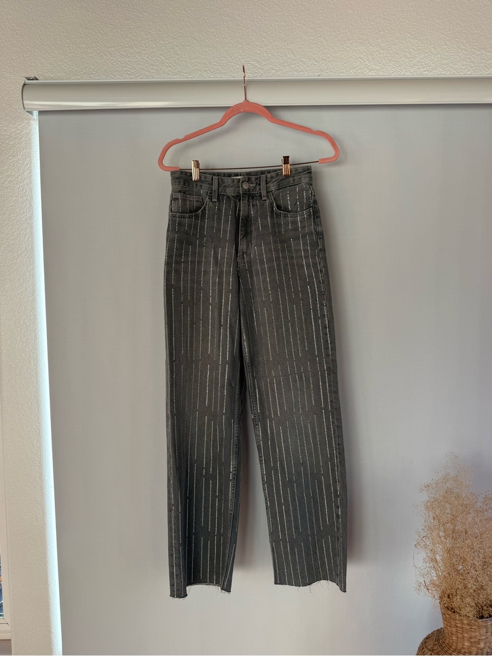 Zara Black Pinstripe Straight-Leg Jeans